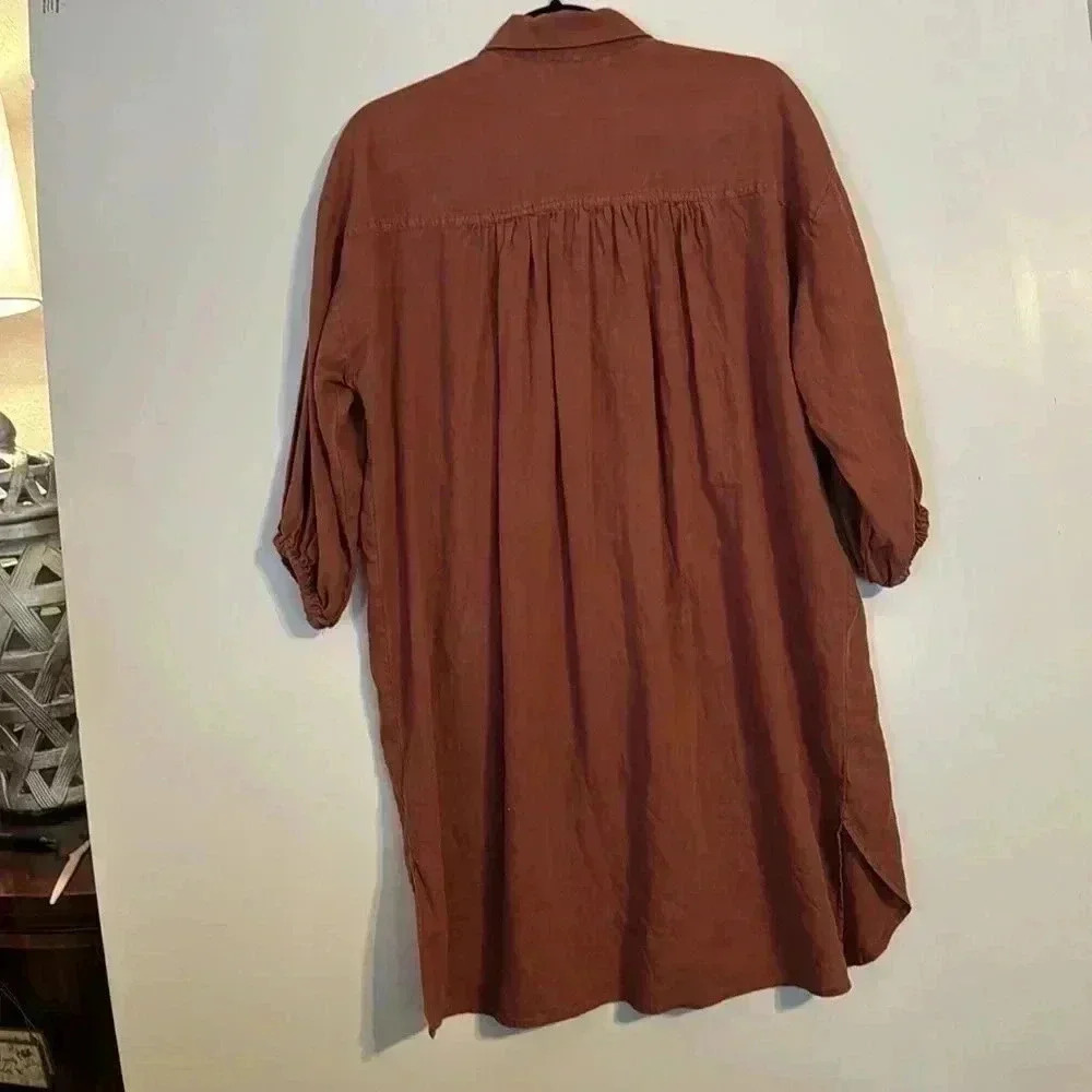 Yfb Tunic Top Rust Color Sz Xs Button Up Front 2t… - image 3